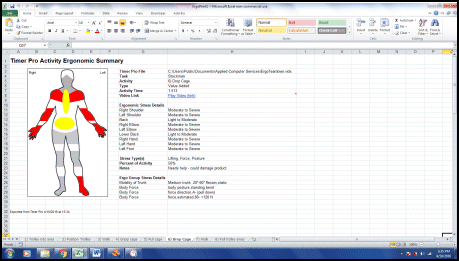 Ergonomic Analysis, ergonomic summary by step in Excel