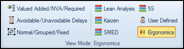 Ergonomic Analysis, ergonomics option in ribbon bar